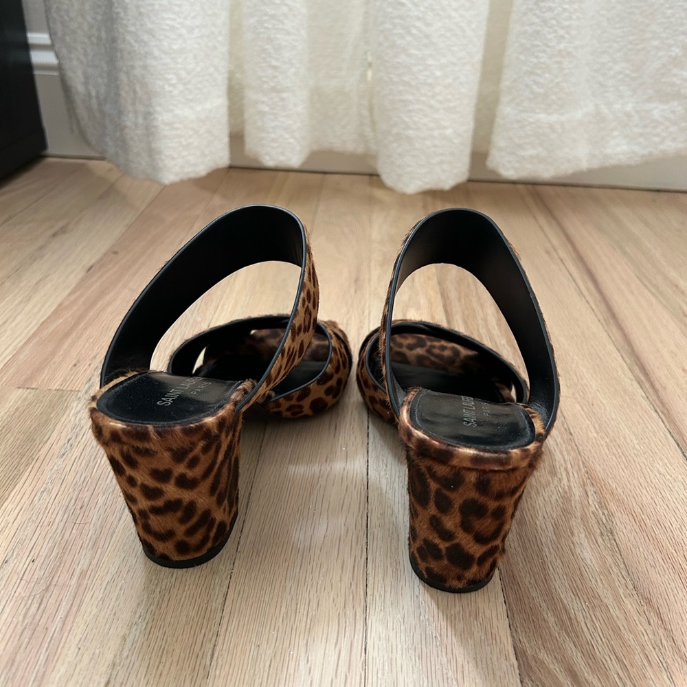 Saint Laurent Leopard Heeled Sandals - Picture 4 of 5
